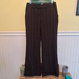 Vintage IZ Beyer Brown Pinstripe Wide-Leg Pants Buttoned Back Pockets Belt loops